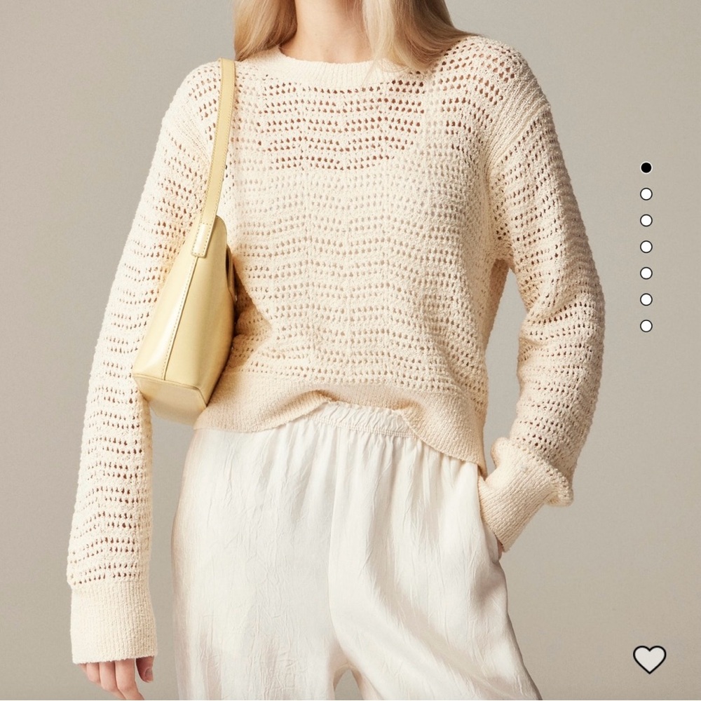 J Crew Pointelle crewneck sweater - antique white